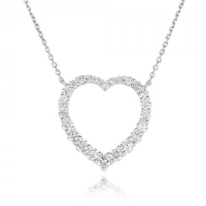 18ct White Gold Diamond Heart Pendant - D:1.13