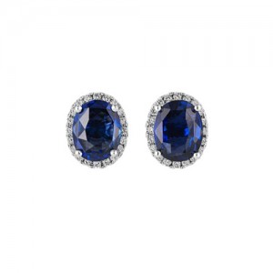 18ct White Gold Sapphire & Diamond Earrings - S 0.75 D 0.09