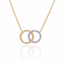 9ct Yellow Gold Diamond Interlocking Circle Necklace