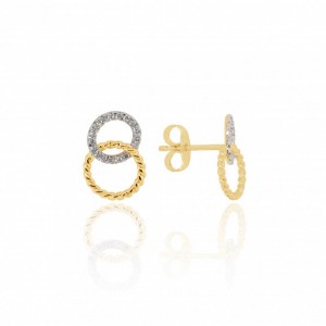 9ct Gold Twin Circle Diamond-set Earrings - 0.10ct