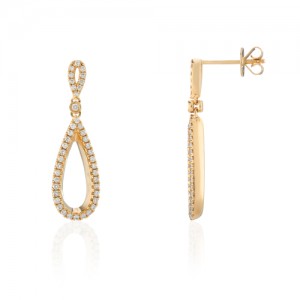9ct Gold Diamond Drop Earrings - 0.39ct