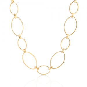 9ct Gold Twin Oval Tubular Link Necklace - 18 inch