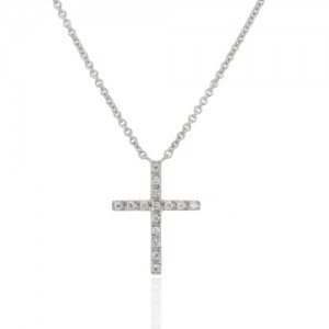 9ct White Gold Diamond-set Cross - 0.04