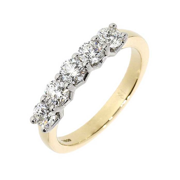 18ct Gold 5st Diamond Eternity Ring - 0.53cts