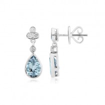 18ct White Gold Aquamarine & Diamond Drop Earrings - Macintyres
