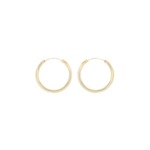 9ct Yellow Gold 2mm Tube Hoop Earrings