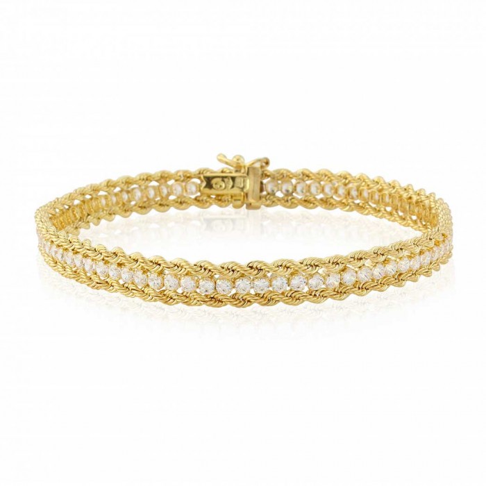 9ct Yellow Gold & Cubic Zirconia Three Row Bracelet