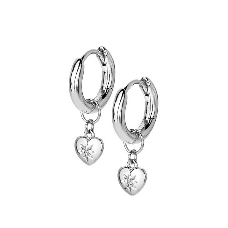 Hot Diamonds Silver Heart Hoop Earrings DE718 SAVE 24 OFF RRP