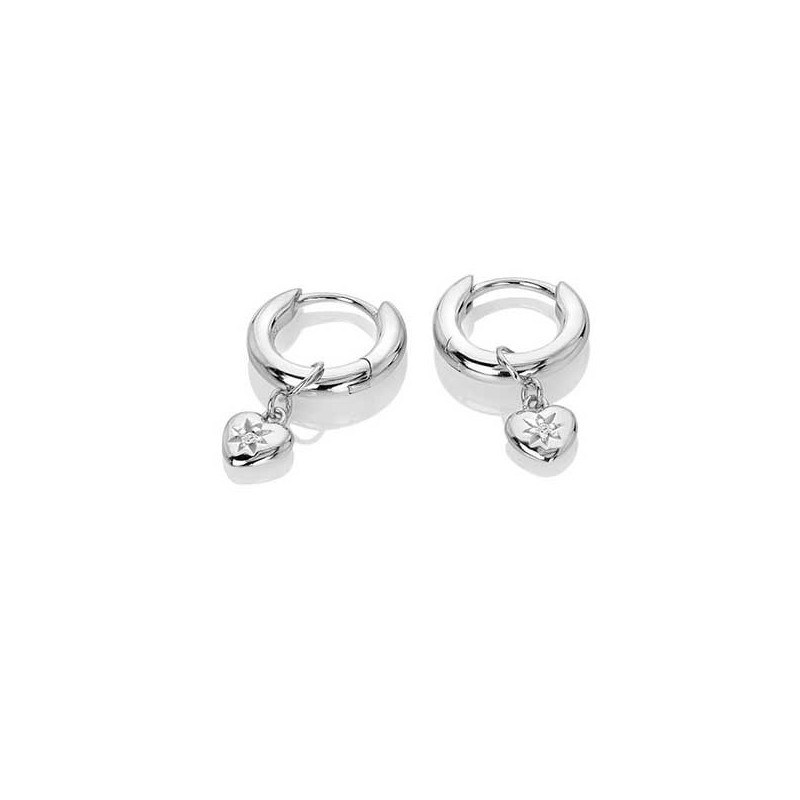 Hot Diamonds Silver Heart Hoop Earrings DE718 SAVE 24 OFF RRP