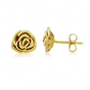 9ct Yellow Gold Rose Bud Stud Earrings