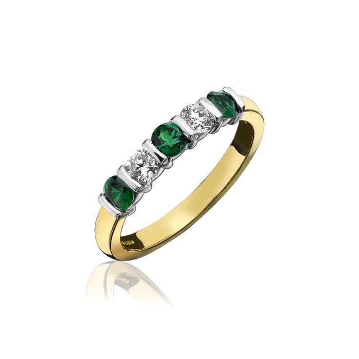 18ct Gold Diamond & Emerald Eternity Ring - E 0.45 D 0.28