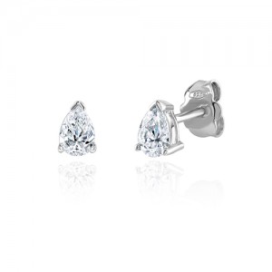 18ct Pear-shaped Diamond Solitaire Stud Earrings - 0.73cts