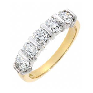 18ct Gold 5st Diamond Eternity Ring - 1.38cts