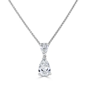 18ct White Gold 2st Pear-shaped Diamond Necklet - 1.01 + 0.31 G