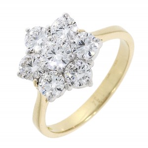 18ct Gold Diamond Petal Cluster Ring - 1.59cts