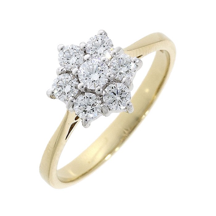 18ct Gold 7st Diamond Petal Cluster Ring - 0.54cts