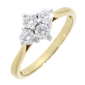 18ct Gold 4-stone Diamond Cluster Ring - 0.54cts