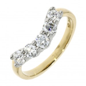 18ct Gold 5st Diamond Shaped Eternity Ring - 0.78ct