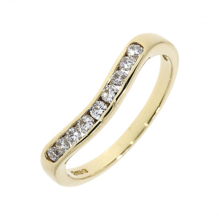 18ct Gold 9st Diamond Channel Set Shaped Eternity Ring - 0.30ct