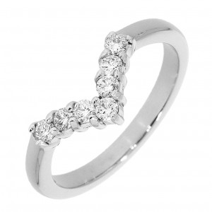 Platinum 7st Diamond Wishbone Ring - 0.25ct