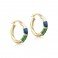 9ct Gold 21.5mm Twist Hoop Creole Earrings Green & Blue Enamel