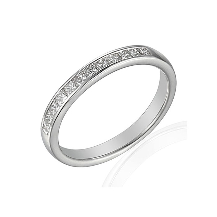 Platinum Princess Cut Diamond Wedding Ring - 0.50cts