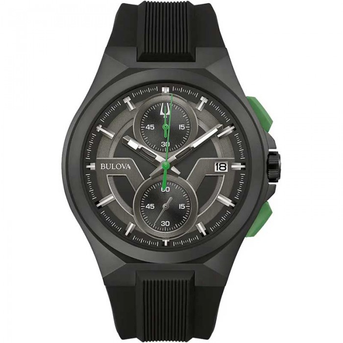 Bulova Gents Maquina Black Silicone & S/Steel Watch - 98B381