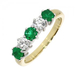 18ct Gold Diamond & Emerald Eternity Ring - E:0.58 D:0.40