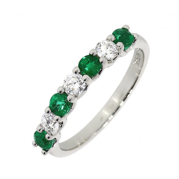 Platinum Emerald & Diamond Eternity Ring E 0.40  D 0.27
