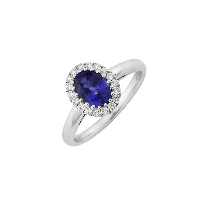 18ct White Gold Sapphire & Diamond Cluster Ring - S 0.57 D 0.17