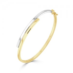 9ct Solid Two-colour Gold Cross-over Bangle