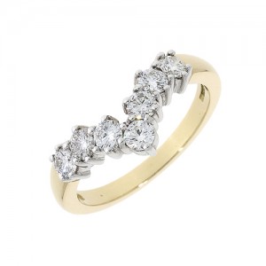 18ct Gold Diamond Wishbone Eternity Ring - 0.68ct