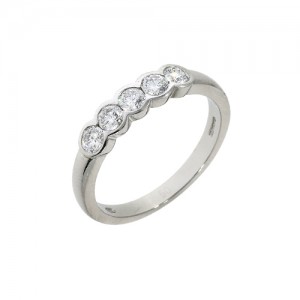 Platinum 5 Stone Diamond Eternity Ring - 0.48cts