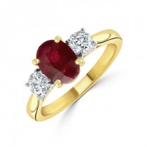 3 Stone Oval Ruby & Diamond Ring - Macintyres of Edinburgh
