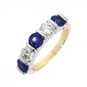 18ct Gold Sapphire & Diamond Eternity Ring - S:1.50  D:0.83