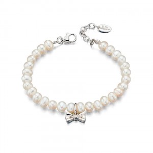 D for Diamond Pearl Bow Bracelet - B4890