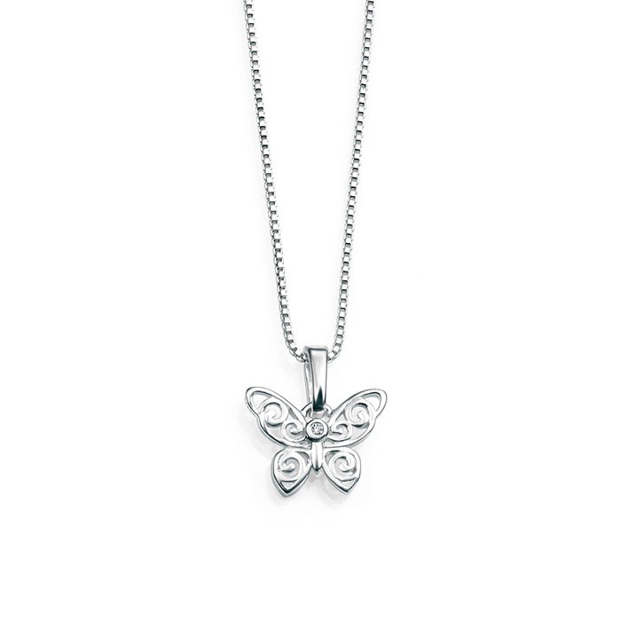 D for Diamond Filigree Butterfly Pendant - P3567