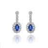 9ct White Gold Sapphire & Diamond Scalloped Drop Earrings - 0.35