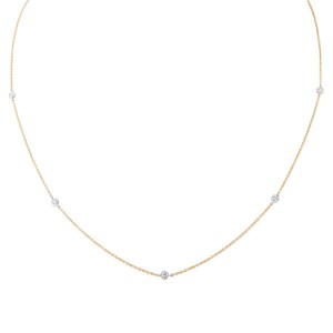 9ct Gold Fine Diamond Necklace - 16-inches - D:0.16cts