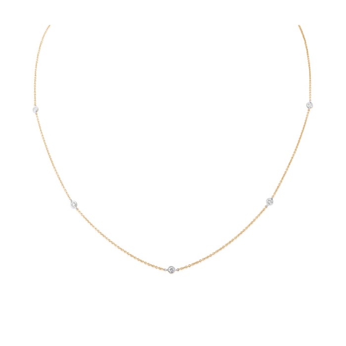 9ct Gold Fine Diamond Necklace - 16-inches - D:0.16cts