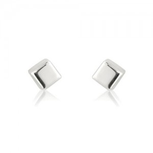 9ct White Gold Small 3mm Cube Stud Earrings