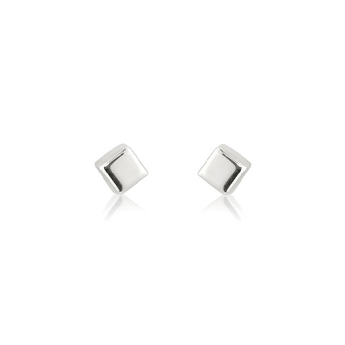 9ct White Gold Small 3mm Cube Stud Earrings