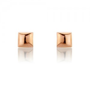 9ct Rose Gold Square Domed Stud Earrings