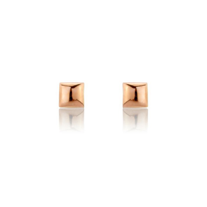 9ct Rose Gold Square Domed Stud Earrings