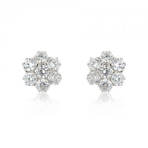 9ct White Gold Cubic Zirconia Cluster Stud Earrings