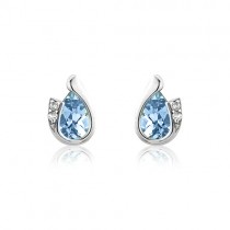 Diamond & Blue Topaz Earrings White Gold - Macintyres of Edinburgh