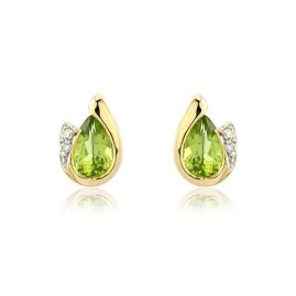 9ct Yellow Gold Peridot & Diamond Stud Earrings