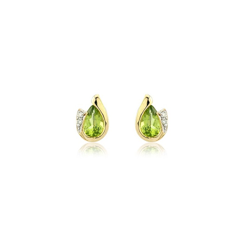 9ct Yellow Gold Peridot & Diamond Stud Earrings