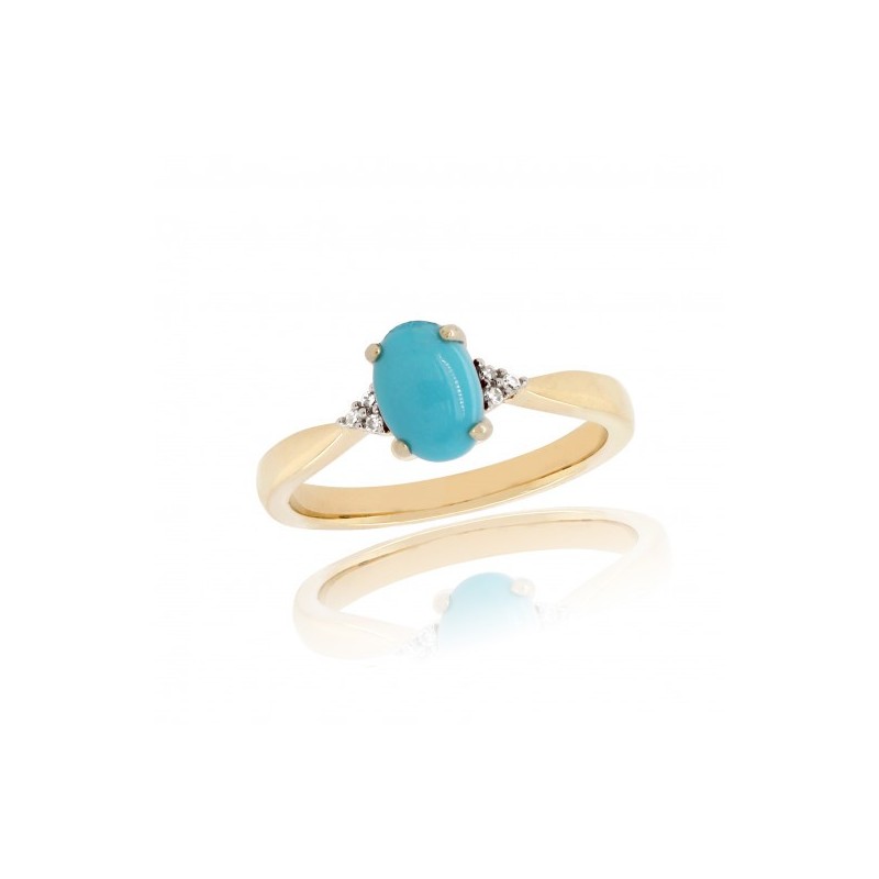 9ct Gold Turqoise & Diamond Ring 9ct Gold Turqoise & Diamond Ring
