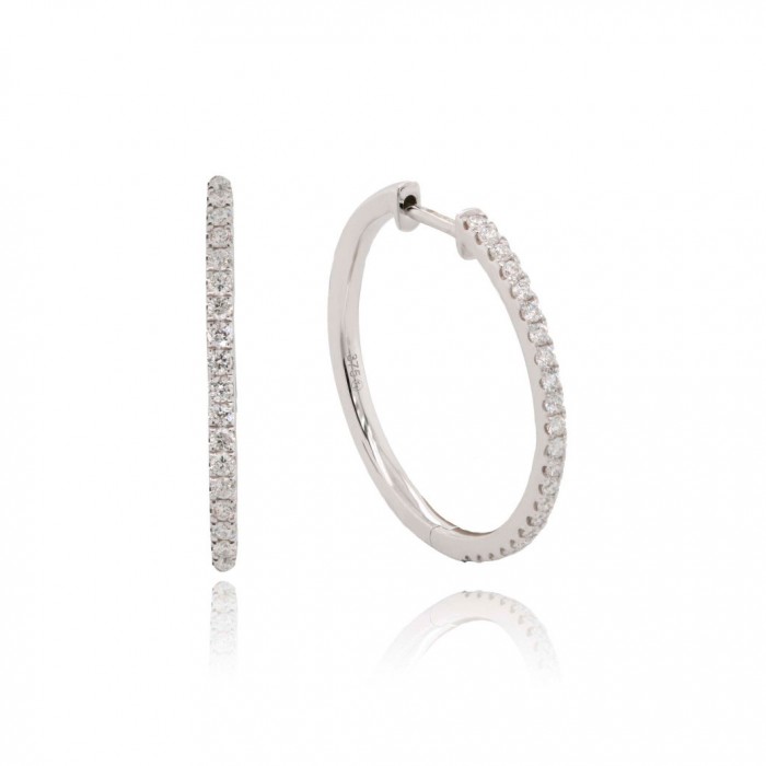 9ct White Gold Diamond Set Hoop Earrings - 0.43ct